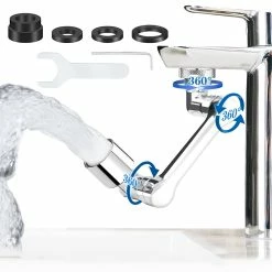 1080-degree Rotating Mechanical Arm Universal Faucet Extender, Bathroom Faucet Splash Head, Double Water Outlets