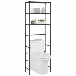 3-Tier Storage Rack Over Toilet Black 53x28x169 Cm