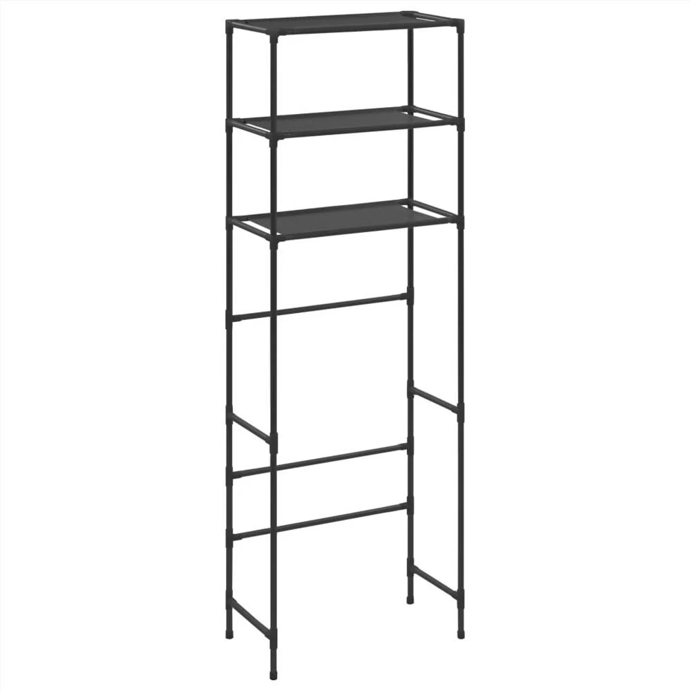 3-Tier Storage Rack Over Toilet Black 53x28x169 Cm - Image 2