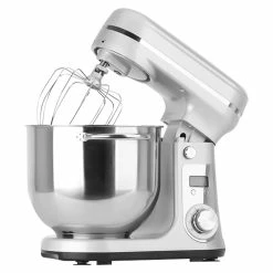 BioloMix BM601 1200W Kitchen Food Stand Mixer, Cream Egg Whisk, Cake Dough Kneader, 6L Capacity, Stainless Steel Bowl, 6-Speed, LED Display - Silver
