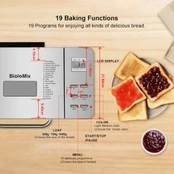 Biolomix BBM013 Stainless Steel 19 In 1 Automatic Bread Maker, 1KG Capacity, 650W Programmable Bread Machine, 3 Loaf Sizes, Fruit Nut Dispenser 12 Biolomix BBM013 Stainless Steel 19 In 1 Automatic Bread Maker, 1KG Capacity, 650W Programmable Bread Machine, 3 Loaf Sizes, Fruit Nut Dispenser -Wltoys Shop Biolomix BBM013 Stainless Steel 19 In 1 Automatic Bread Maker 519465 4
