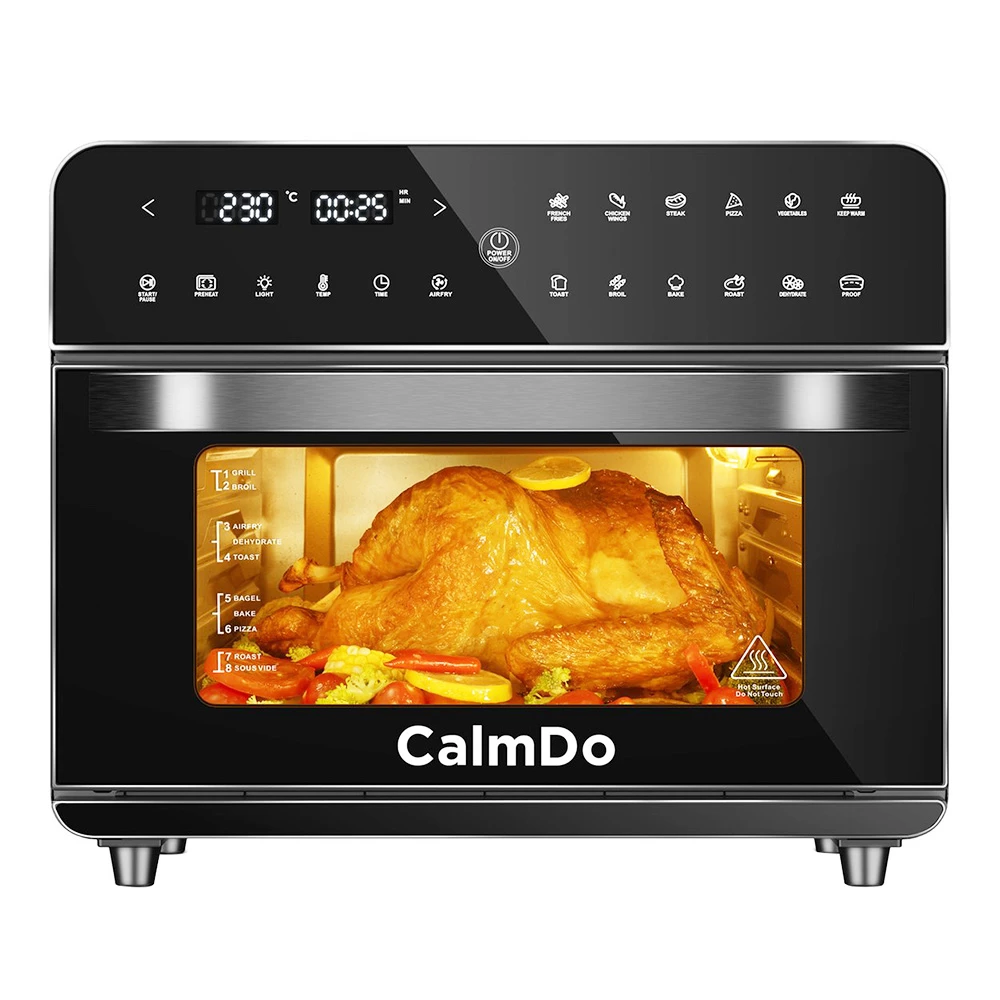 Calmdo CD-AF25EU 12 In 1 Smart Air Fryer Toaster Oven 25L Extra-Large 1800W 12 Preset Functions With 4-layer Grill LED Digital Touch Screen - Black 3 Calmdo CD-AF25EU 12 In 1 Smart Air Fryer Toaster Oven 25L Extra-Large 1800W 12 Preset Functions With 4-layer Grill LED Digital Touch Screen - Black