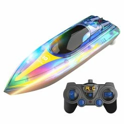 Flytec V555 2.4GHz Racing RC Boats 15KM/H With Transparent Cover And Bright LED Light Effect - Blue One Battery