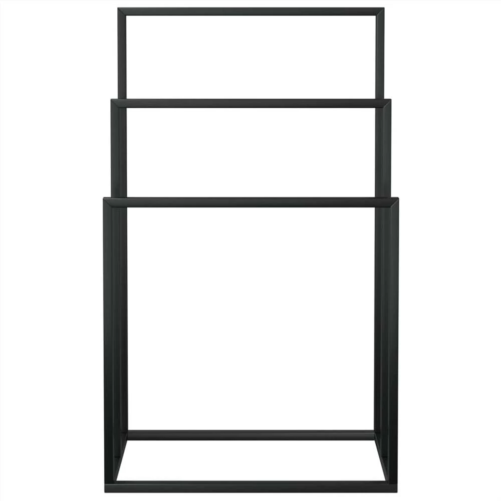 Freestanding Towel Rack Black 48x24x79 Cm Iron - Image 3
