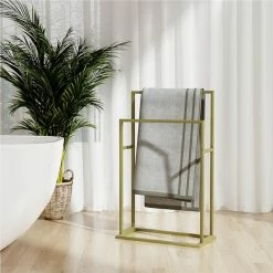 Freestanding Towel Rack Gold 48x24x78.5 Cm Iron