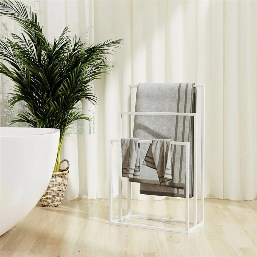 Freestanding Towel Rack White 48x24x79 Cm Iron 3 Freestanding Towel Rack White 48x24x79 Cm Iron