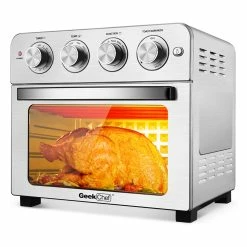 Geek Chef Air Fry Oven, Countertop Toaster Oven, 3-Rack Levels, 16 Preset Modes, Stainless Steel (24.5Qt 1700W)