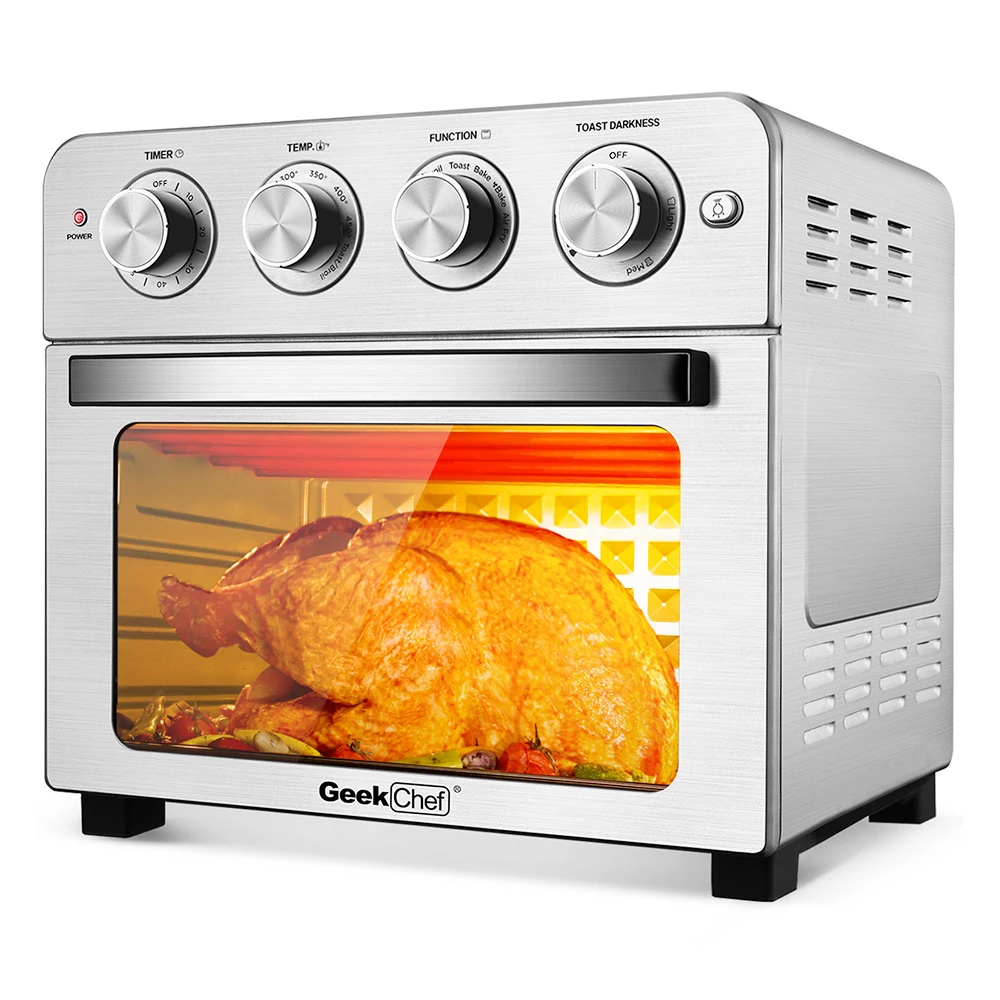 Geek Chef Air Fry Oven, Countertop Toaster Oven, 3-Rack Levels, 16 Preset Modes, Stainless Steel (24.5Qt 1700W) 3 Geek Chef Air Fry Oven, Countertop Toaster Oven, 3-Rack Levels, 16 Preset Modes, Stainless Steel (24.5Qt 1700W)