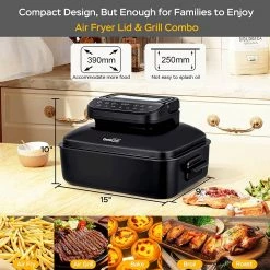 Geek Chef GFG06 7 In 1 Air Fryer Electric Indoor Grill Combo, 1500W Power, 6QT Capacity, Preset Function, Removable Non-Stick Plate, 60min Timer 13 Geek Chef GFG06 7 In 1 Air Fryer Electric Indoor Grill Combo, 1500W Power, 6QT Capacity, Preset Function, Removable Non-Stick Plate, 60min Timer -Wltoys Shop Geek Chef GFG06 7 In 1 Air Fryer Electric Indoor Grill Combo 519103 5