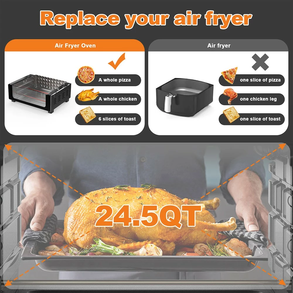 Geek Chef GTO23PB 7 In 1 Air Fryer Oven, 1700W Power, 6 Slice 24.5QT Air Fryer Toaster Oven Combo, 3 Rack Positions 7 Geek Chef GTO23PB 7 In 1 Air Fryer Oven, 1700W Power, 6 Slice 24.5QT Air Fryer Toaster Oven Combo, 3 Rack Positions - Image 5