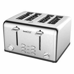 Geek Chef GTS4B-1 Toaster 4 Slice, 1650W Stainless Steel Toaster, 1.5 Inch Extra Wide Slots, Dual Control Panels, Auto Pop-Up, 6 Toasting Bread Shade Settings -Wltoys Shop Geek Chef GTS4B 1 Toaster 4 Slice 519123 2