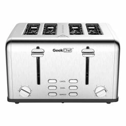 Geek Chef GTS4B-1 Toaster 4 Slice, 1650W Stainless Steel Toaster, 1.5 Inch Extra Wide Slots, Dual Control Panels, Auto Pop-Up, 6 Toasting Bread Shade Settings -Wltoys Shop Geek Chef GTS4B 1 Toaster 4 Slice 519123 3