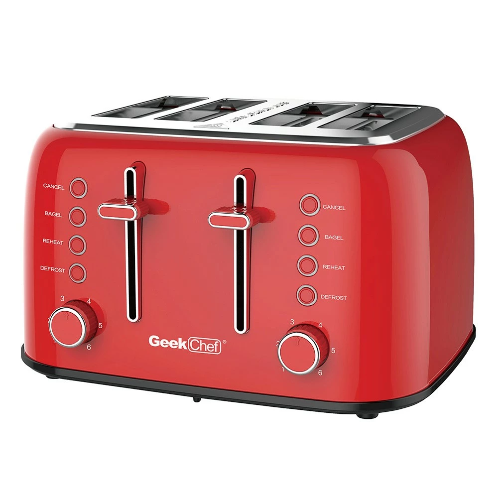 Geek Chef GTS4E Toaster 4 Slice, 1550W Stainless Steel Toaster, 1.5 Inch Extra Wide Slots, 6 Toast Shade Settings, Removable Crumb Trays 4 Geek Chef GTS4E Toaster 4 Slice, 1550W Stainless Steel Toaster, 1.5 Inch Extra Wide Slots, 6 Toast Shade Settings, Removable Crumb Trays - Image 2