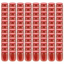 Glass Jam Jars With Red Lid 96 Pcs 230 Ml