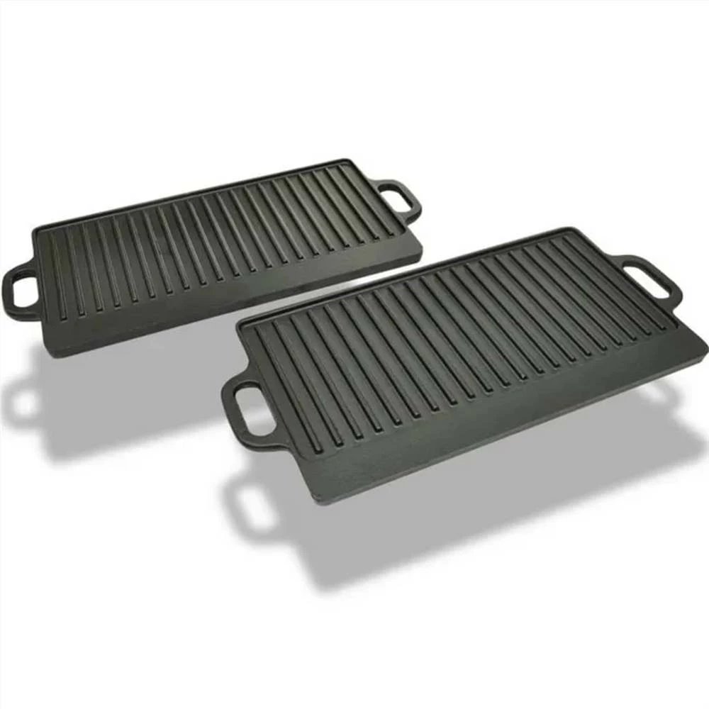 Grill Platter 2 Pcs Cast Iron Reversible 38x23 Cm - Image 5