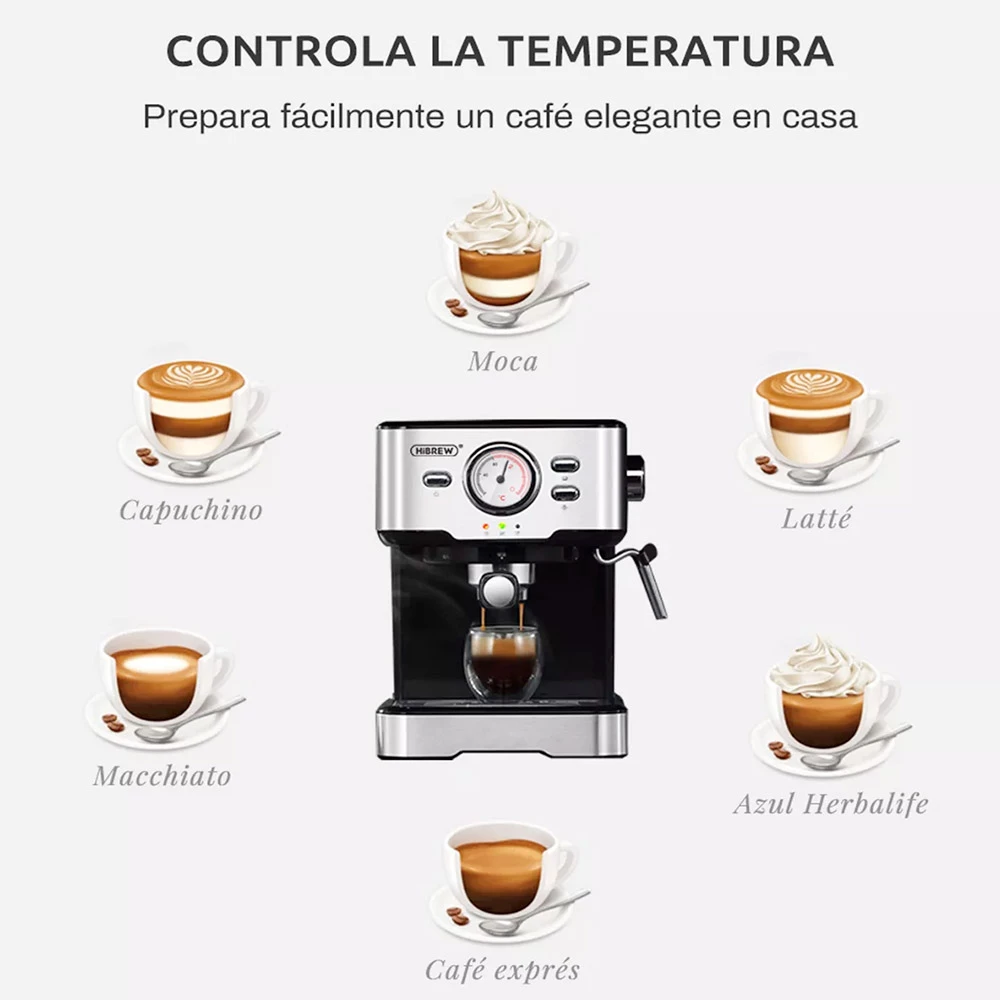 HiBREW H5 1050W Coffee Maker, 20 Bar Semi-Auto Cappuccino Espresso Coffee Machine, 1.5L Capacity, Temperature Display 8 HiBREW H5 1050W Coffee Maker, 20 Bar Semi-Auto Cappuccino Espresso Coffee Machine, 1.5L Capacity, Temperature Display - Image 6