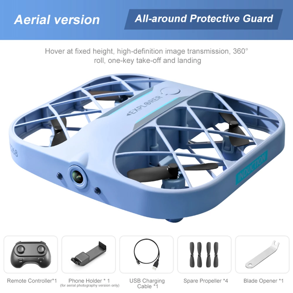 JJRC H107 6K HD Camera WiFi FPV Mini RC Drone Dual Speed Headless Altitude Hold Mode Blue - 3 Batteries 4 JJRC H107 6K HD Camera WiFi FPV Mini RC Drone Dual Speed Headless Altitude Hold Mode Blue - 3 Batteries - Image 2