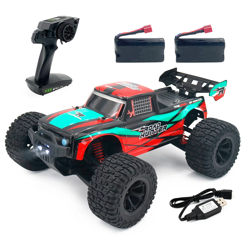 JJRC Q123 1: 10 Racing Car Field Pickup Brushed 4WD RTR RC Truck High Speed Off-Road With 2 Batteries - Red & Green 3 JJRC Q123 1: 10 Racing Car Field Pickup Brushed 4WD RTR RC Truck High Speed Off-Road With 2 Batteries - Red & Green