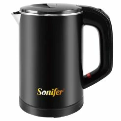 Sonifer SF2058 0.6L 800W Cordless Electric Kettle, Mini Stainless Steel Portable Tea Coffee Kettle Pot For Home Trip - Black