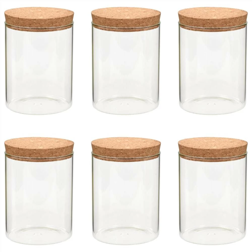 Storage Glass Jars With Cork Lid 6 Pcs 650 Ml 4 Storage Glass Jars With Cork Lid 6 Pcs 650 Ml - Image 2