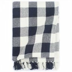 Throw Cotton Check 160x210 Cm Navy Blue