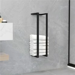 Towel Rack Black 12.5x12.5x60 Cm Iron