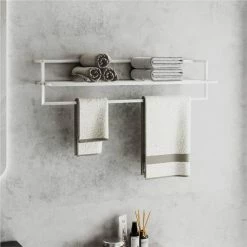Towel Rack White 95x25x22 Cm Iron