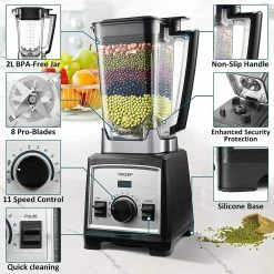 Yakeep 8188 2000W Stand Mixer, 2L Smoothie Blender With Stirrer, 32000 RPM, 8 Steel Blades, BPA Free Tritan Container, 3 Preset Modes -Wltoys Shop Yakeep 8188 2000W Stand Mixer 2L Smoothie Blender 518888 2