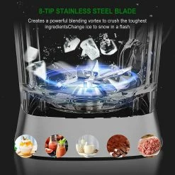 Yakeep 8188 2000W Stand Mixer, 2L Smoothie Blender With Stirrer, 32000 RPM, 8 Steel Blades, BPA Free Tritan Container, 3 Preset Modes -Wltoys Shop Yakeep 8188 2000W Stand Mixer 2L Smoothie Blender 518888 3