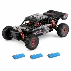 Wltoys 124016 V2 Upgraded 4300KV Motor 1/12 2.4G 4WD 75km/h Metal Chassis Brushless Off-Road Desert Truck RC Car - Three Batteries