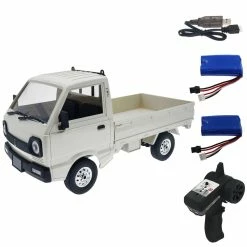 WPL D12 2.4G 1/10 2WD Off-road Military Truck RC Car - White Two Batteries